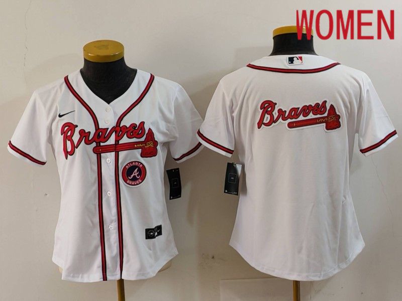 Women Atlanta Braves Blank White Game 2024 Nike MLB Jersey style 4->women mlb jersey->Women Jersey